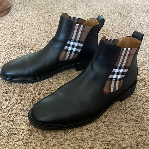 Vintage check detail leather Chelsea boots - Picture 1 of 4